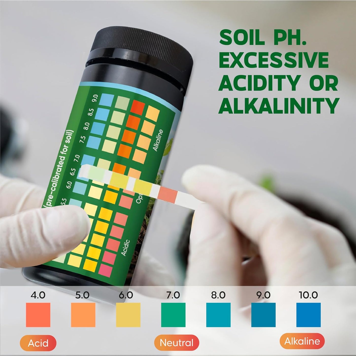 Soil Test Kit | 100 pH Test Strips (3.5–9 Range) for Garden, Lawn & Indoor Plants - Easy At-Home Testing