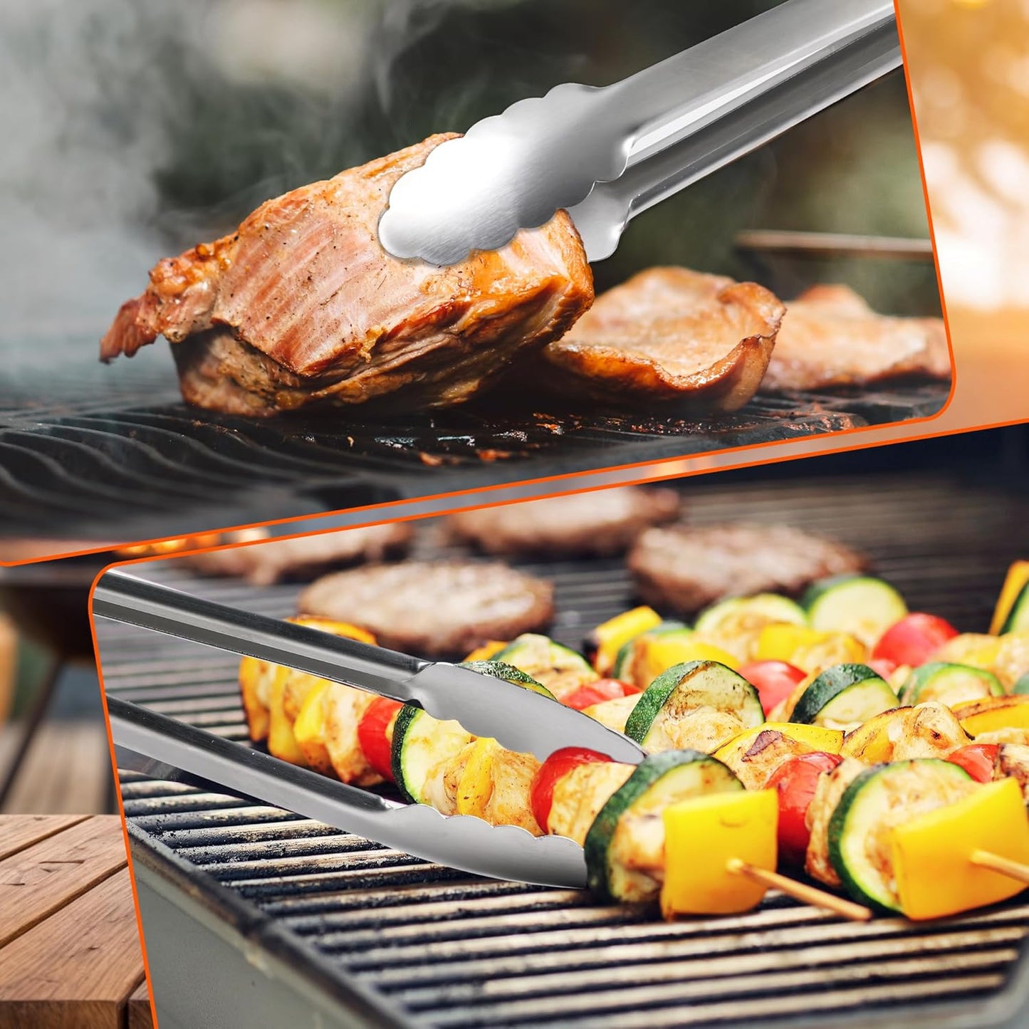 Premium Stainless Steel Grill Tongs by [Brand Name] - 17 Inch Extra Long BBQ Tongs for Cooking & Grilling
