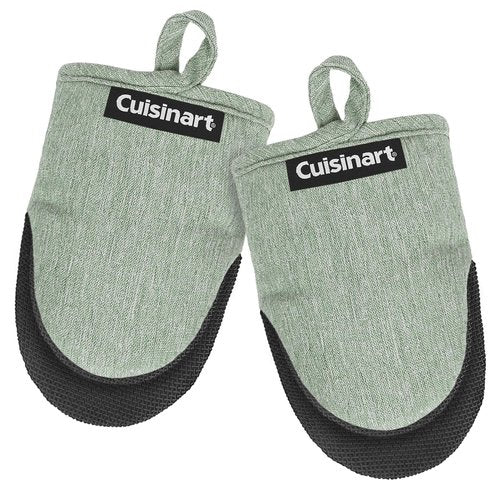 Cuisinart Mini Oven Mitts – 5.5” x 7” Heat-Resistant Kitchen Mitts for Oven with Non-Slip Neoprene Palm, Cotton Filling, and Fabric Loop – Durable Oven Mitt Set for Cooking & Baking (Chambray)