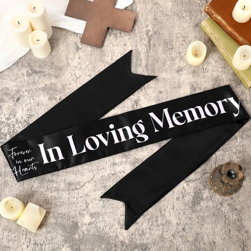 Fanfanwin Funeral Sash - Memorial Ribbon for Casket or Wreath | 58x4'' Black, In Loving Memory