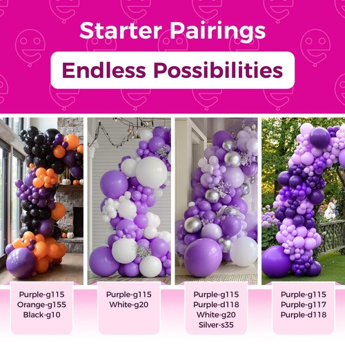Bezente Purple Balloons Latex Party Balloons - 150 Pack 5 inch Matte Small Purple Helium Balloons for Birthday Wedding Bridal Shower Halloween Party Decorations