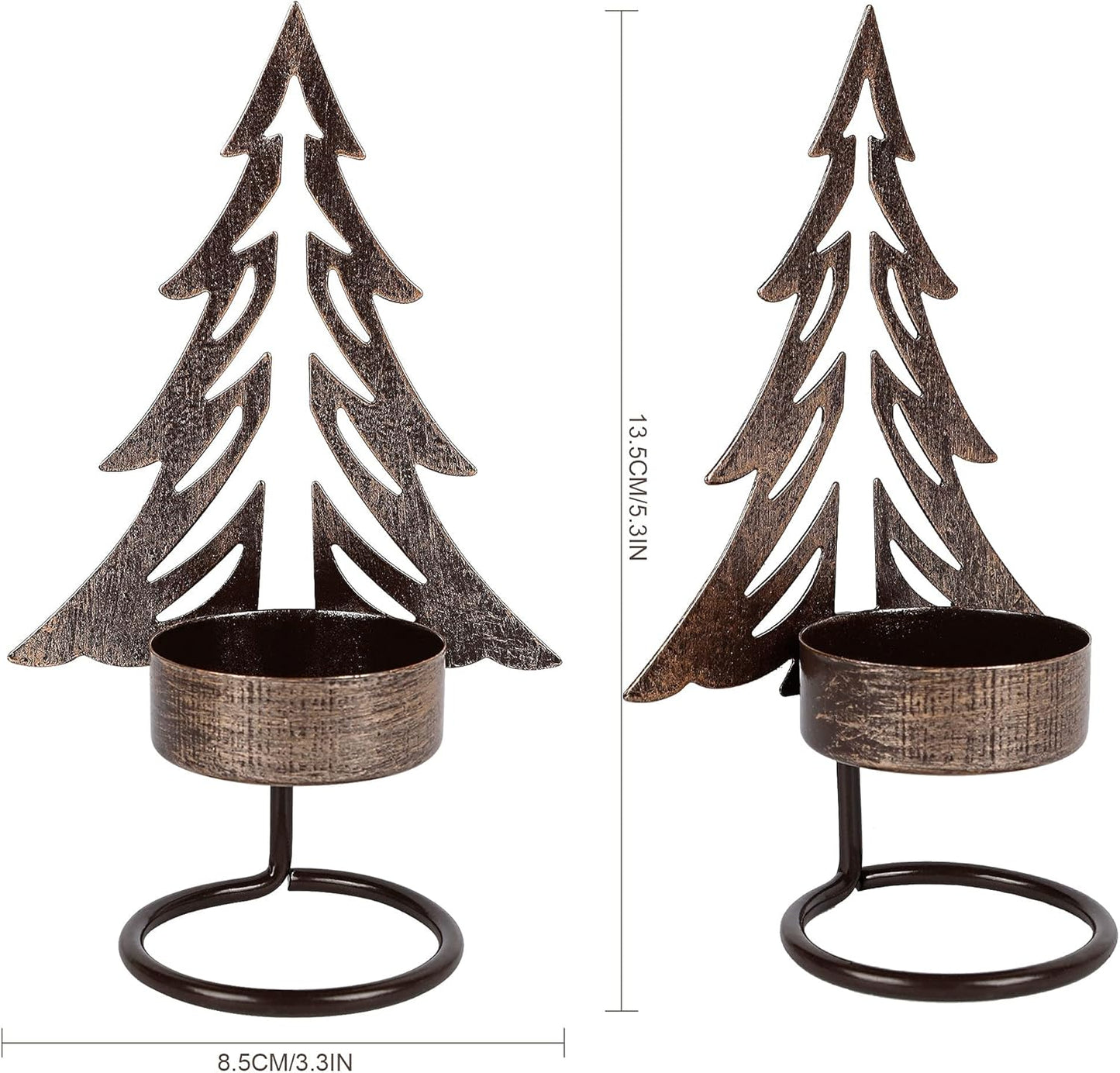 Juegoal Tea Light Candle Holders Set of 6 - Rust-Proof Metal Xmas Tree Centerpieces for Holiday Decor