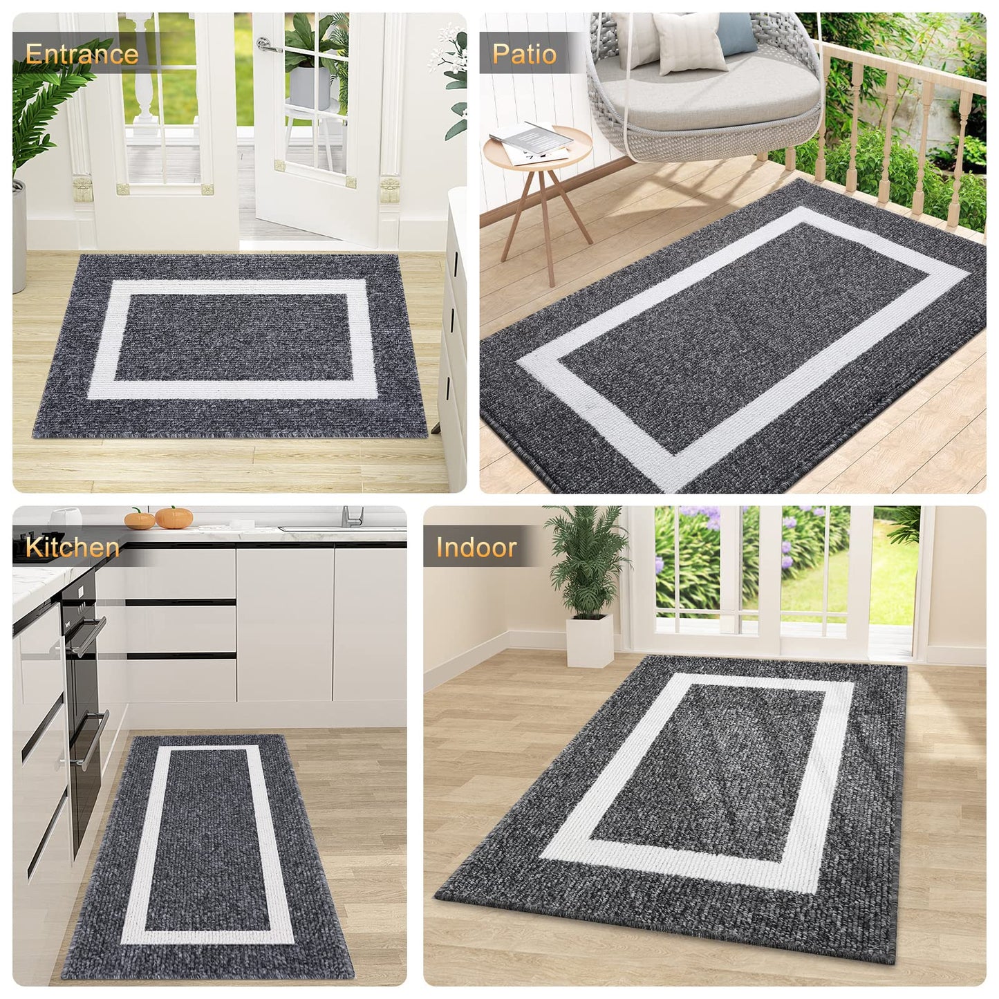 OLANLY Indoor Door Mat, 36x24, Non-Slip Absorbent Resist Dirt Entrance Mat, Washable Low-Profile Inside Entry Doormats for Entryway, Black