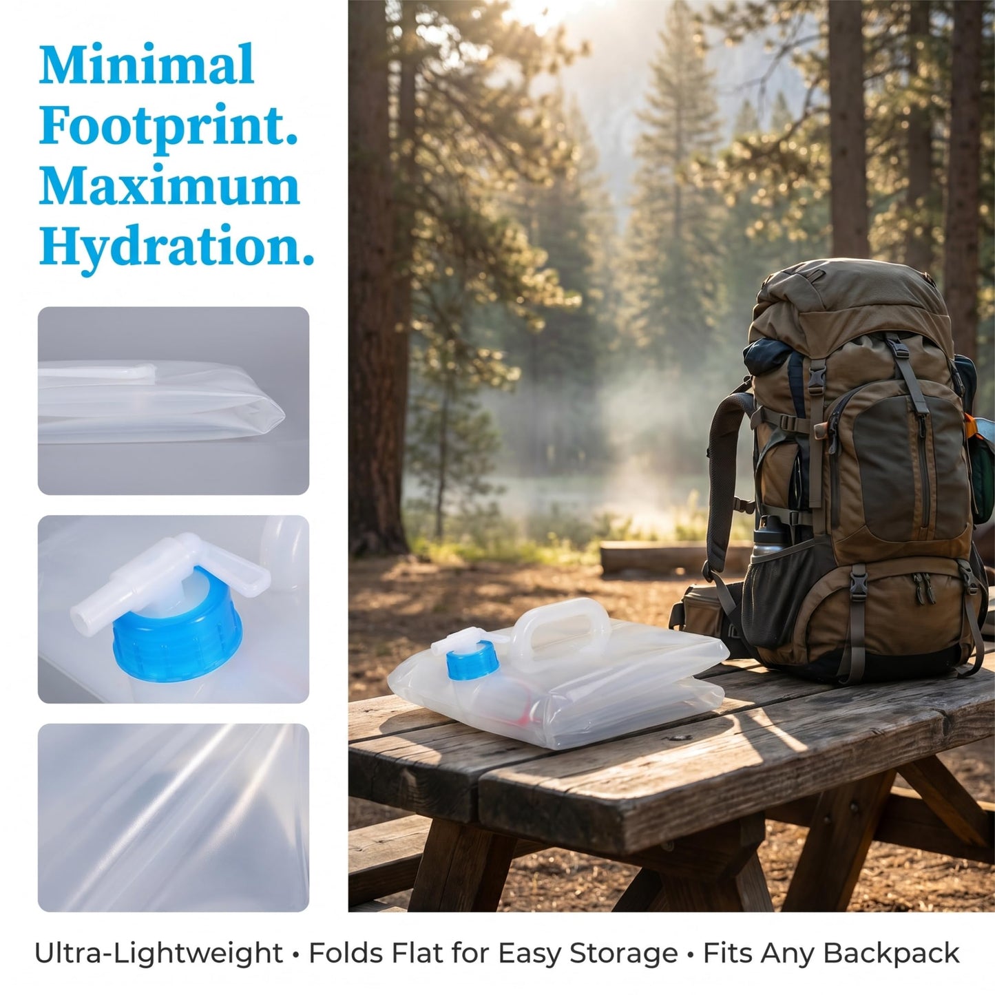 BEWBBAT 2 Pack Collapsible Water Container with Spigot 2.6 Gallon, Foldable Camping Water Storage Jug Portable Water Tank Canteen for Outdoor Hiking, Fishing, Emergency