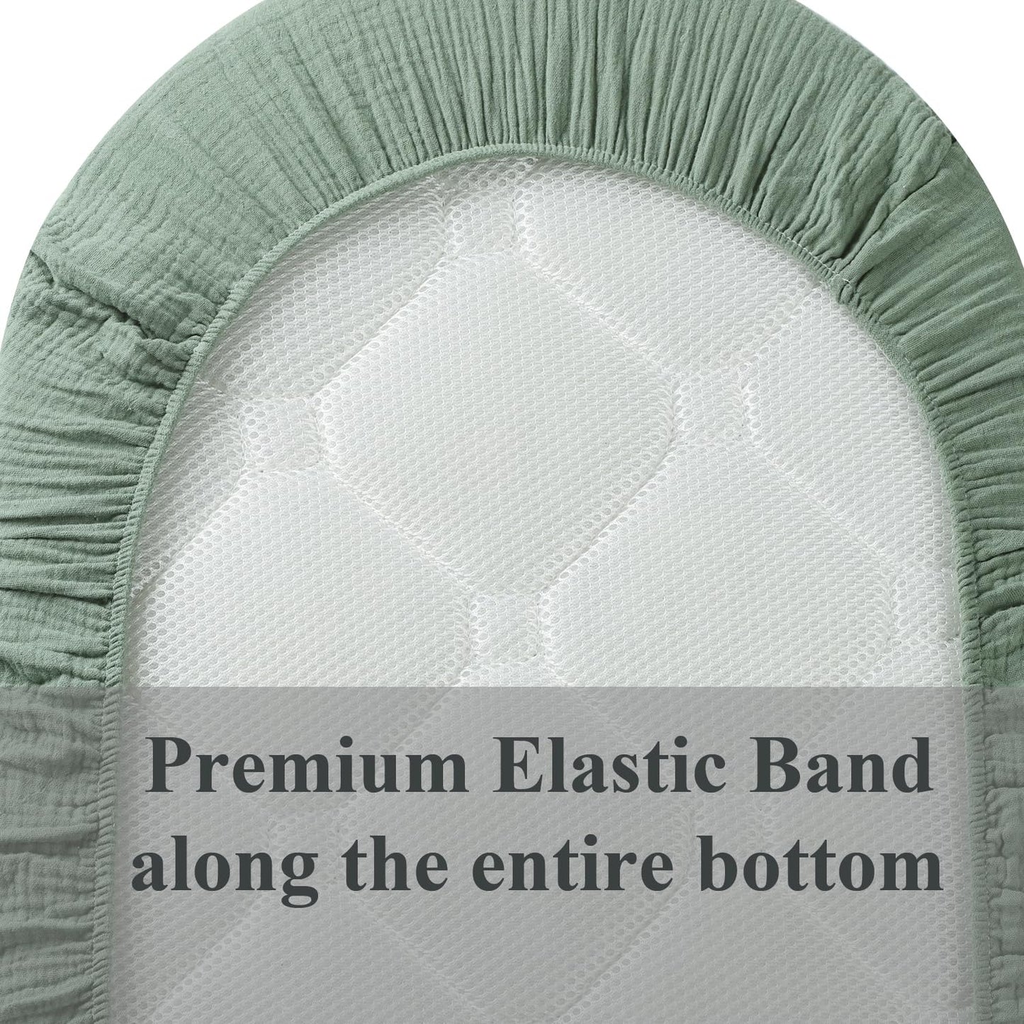 Muslin Bassinet Sheet Compatible with UPPAbaby Bassinet, 2 Pack Cotton Stylish Boho Fitted Bassinet Sheets Super Soft for Baby Roman Green & Botanical Leaf