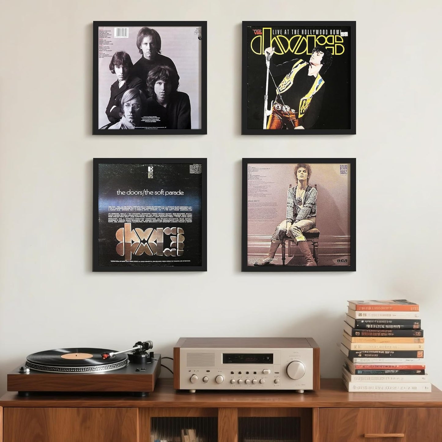 Upsimples Vinyl Record Frames - 12.5x12.5 Inch Album Cover Display - Black, Set of 4 for Home Decor