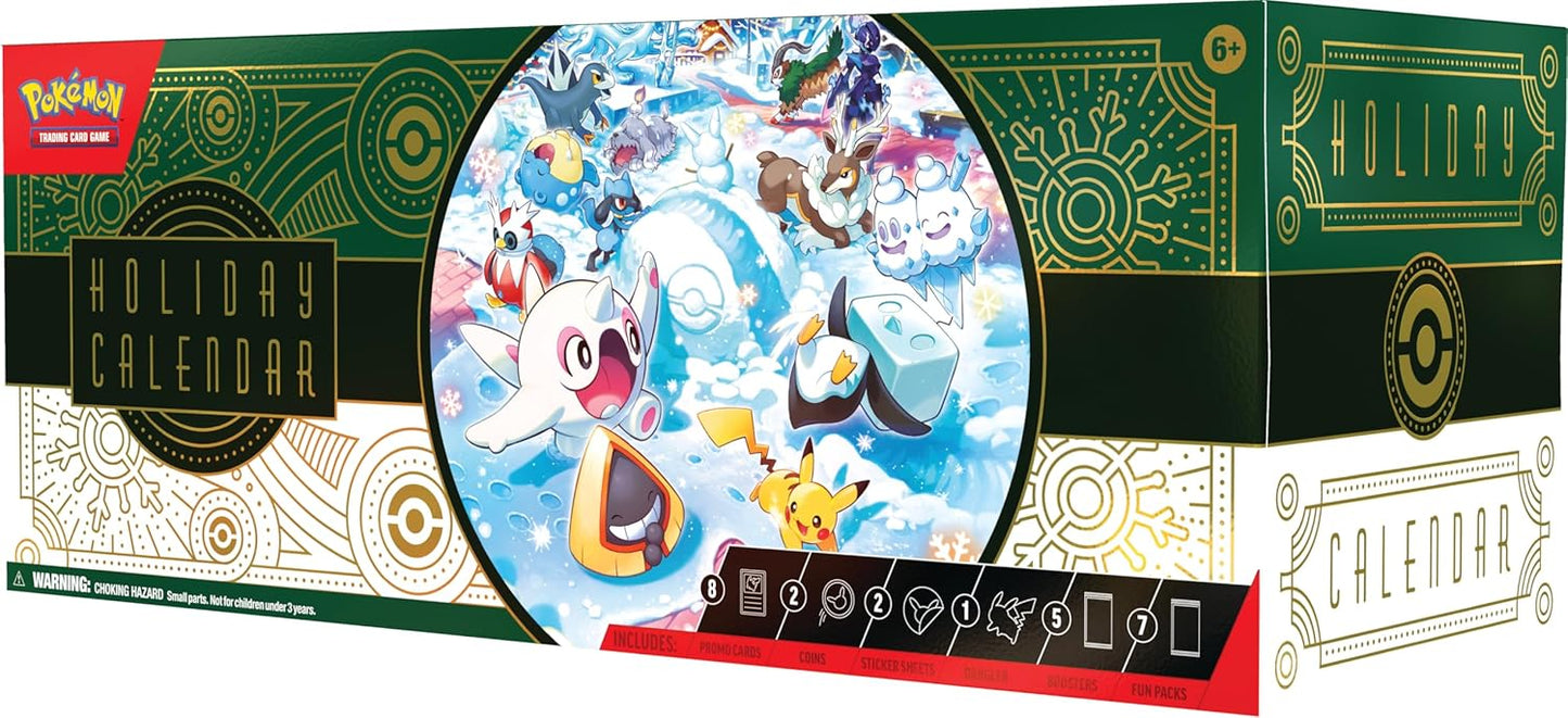 Pokémon TCG Holiday Calendar - 8 Foil Promo Cards, 5 Booster Packs & Exclusive Collectibles