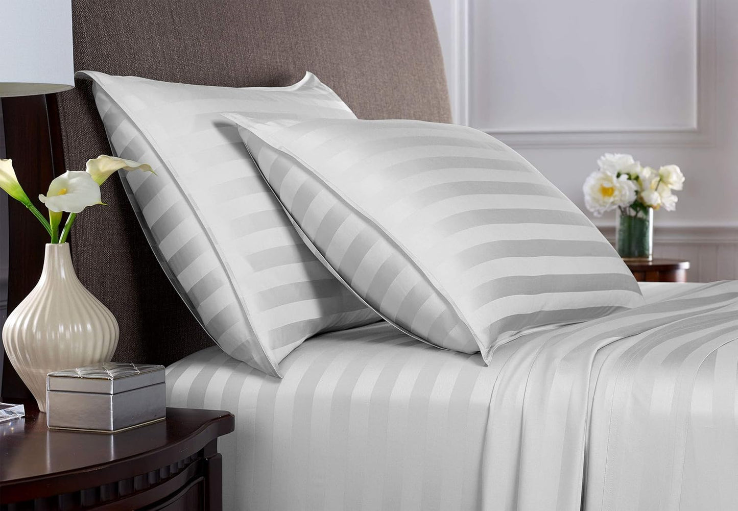 Pure Bamboo King Sheets - Luxuriously Soft & Cooling 100% Organic Viscose Bed Sheet Set | Jacquard White, 2-Year Quality Promise