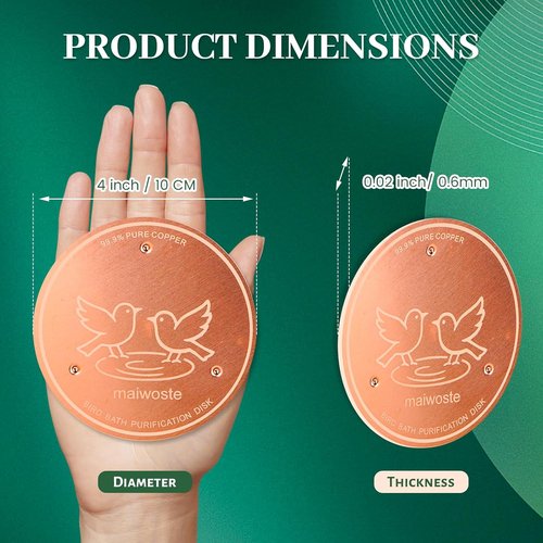 Bird Bath Copper Disk - 4 Inch 99.9% Pure Copper Disc with Triple-Point Support | All-Season Natural Water Cleaner