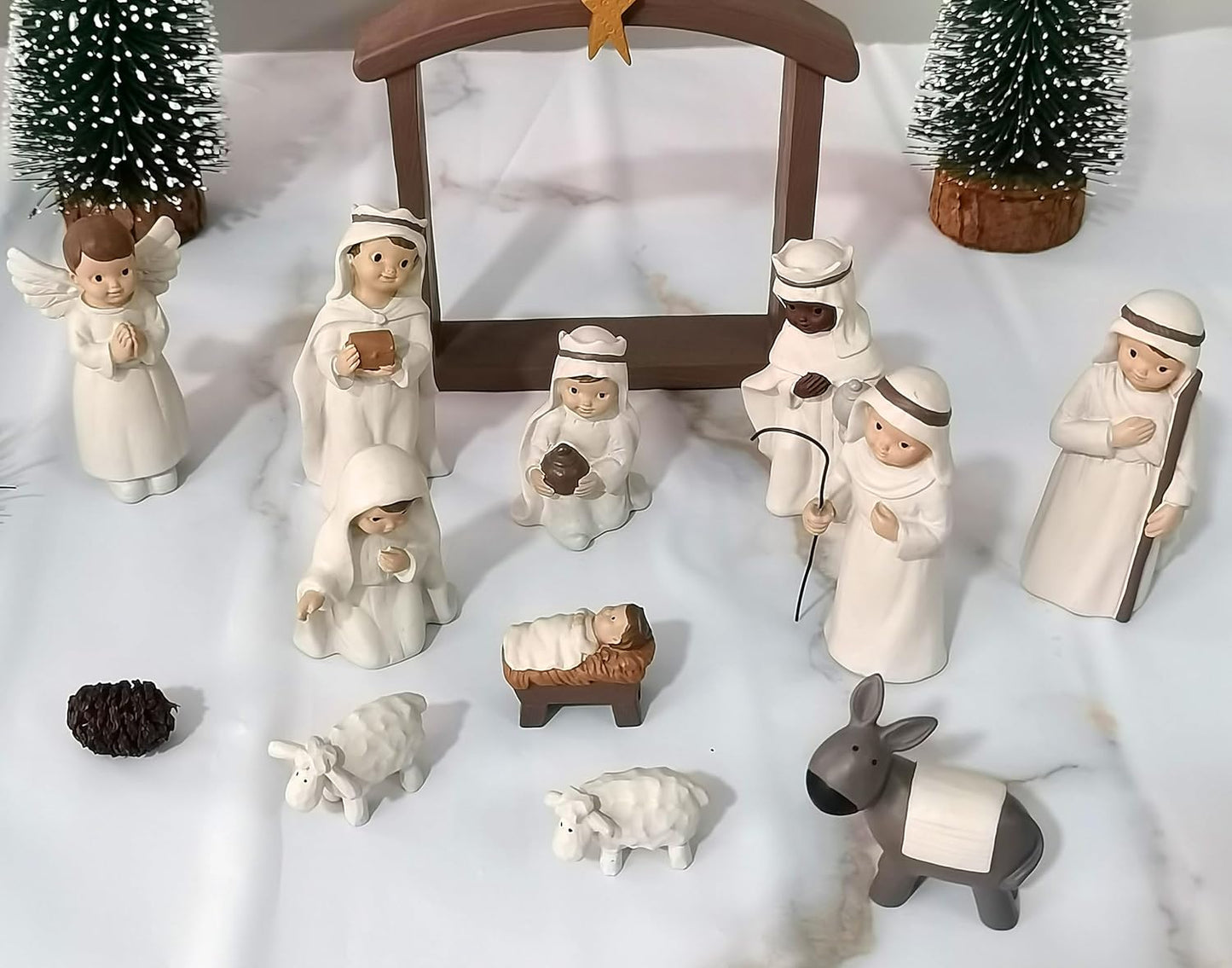 Miniature Holy Family Nativity Figurine - 2.56 Inch Tabletop Christmas Decoration