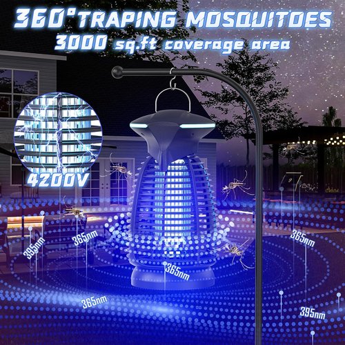Bug Zapper Outdoor | Powerful 4200V Waterproof Insect Killer Trap Lamp for Patio & Backyard