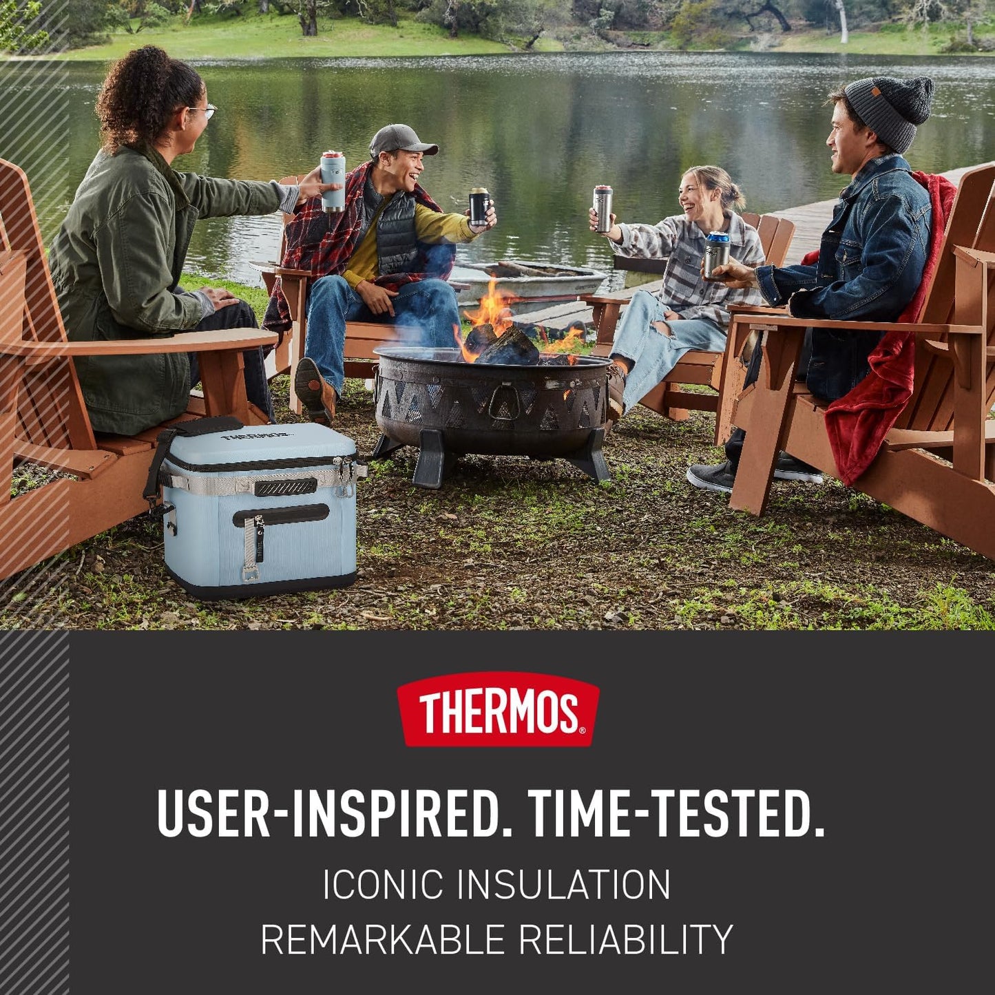 THERMOS ICON Series 24 Can Cooler - Durable Granite Design for Outdoor Adventures