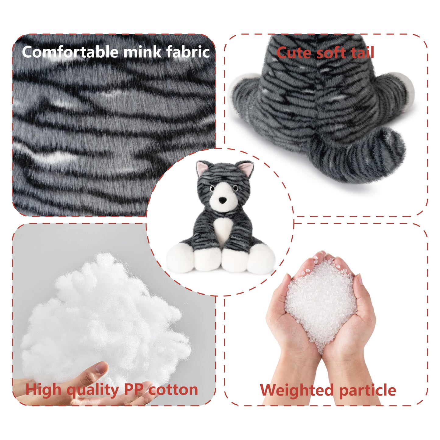 Niuniu Daddy 14" | 3.5 Pound Cat Weighted Stuffed Animal, Heavy Stuffed Cat Plush Toys for Kids Adults, Weighted Beads for Kitty Stuffed Animals Body Pillow for Present Birthday Holiday Christmas
