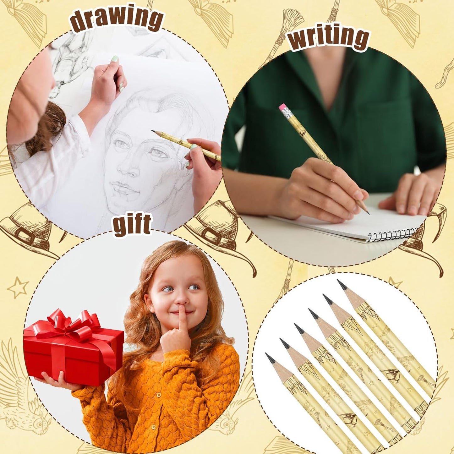 Tenceur Wizard Party Favors - 100 Magical Castle Pencils with Eraser Heads | Perfect for Kids' Birthday Goodie Bags