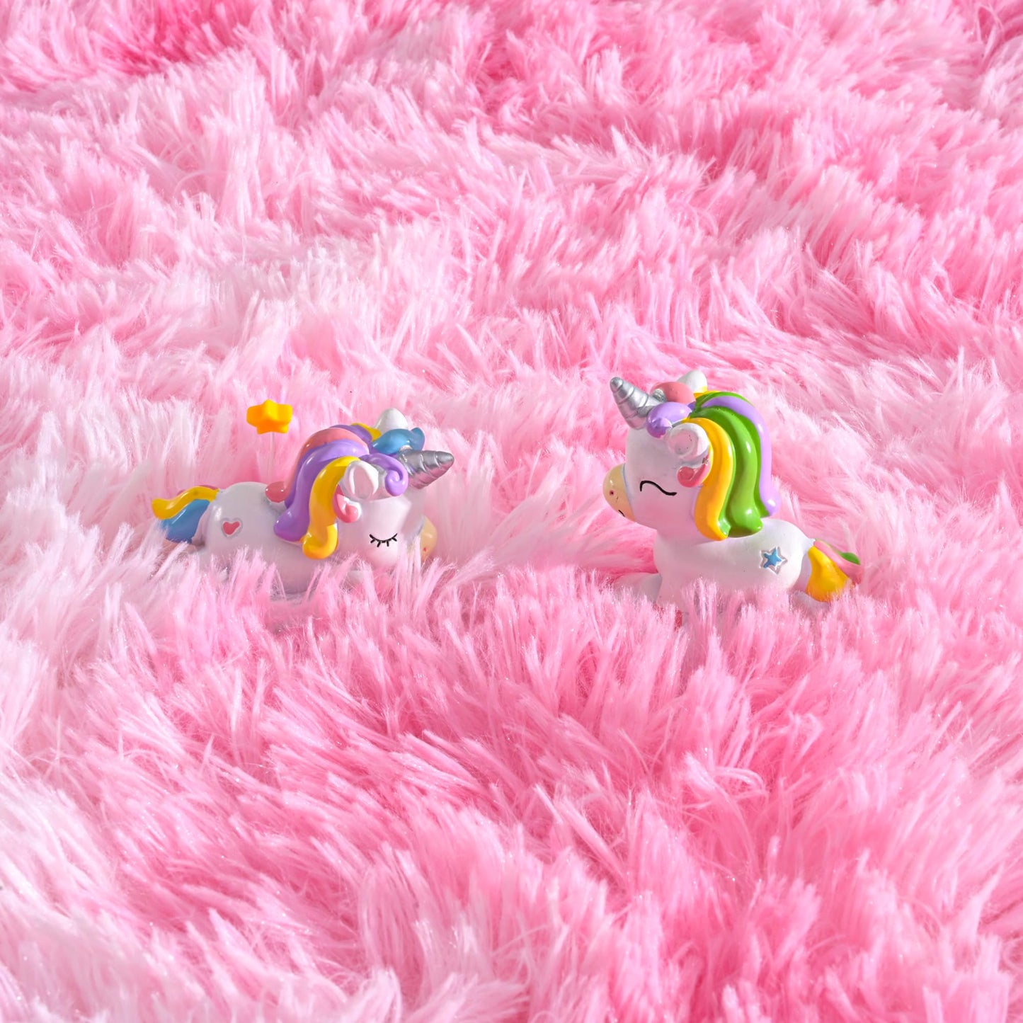 Foxmas Large Area Rugs for Living Room Bedroom 5x8 Feet, Fluffy Kids Room Plush Shaggy Nursery Rug Furry Throw Carpets for Boys Girls, College Dorm Fuzzy Rugs Home Decorate Rug, Tie-Dyed Pink