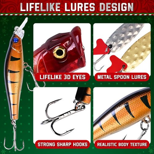 Fishing Advent Calendar 2025 - 24 Days of Premium Fishing Lures | Perfect Gift for Men & Teens