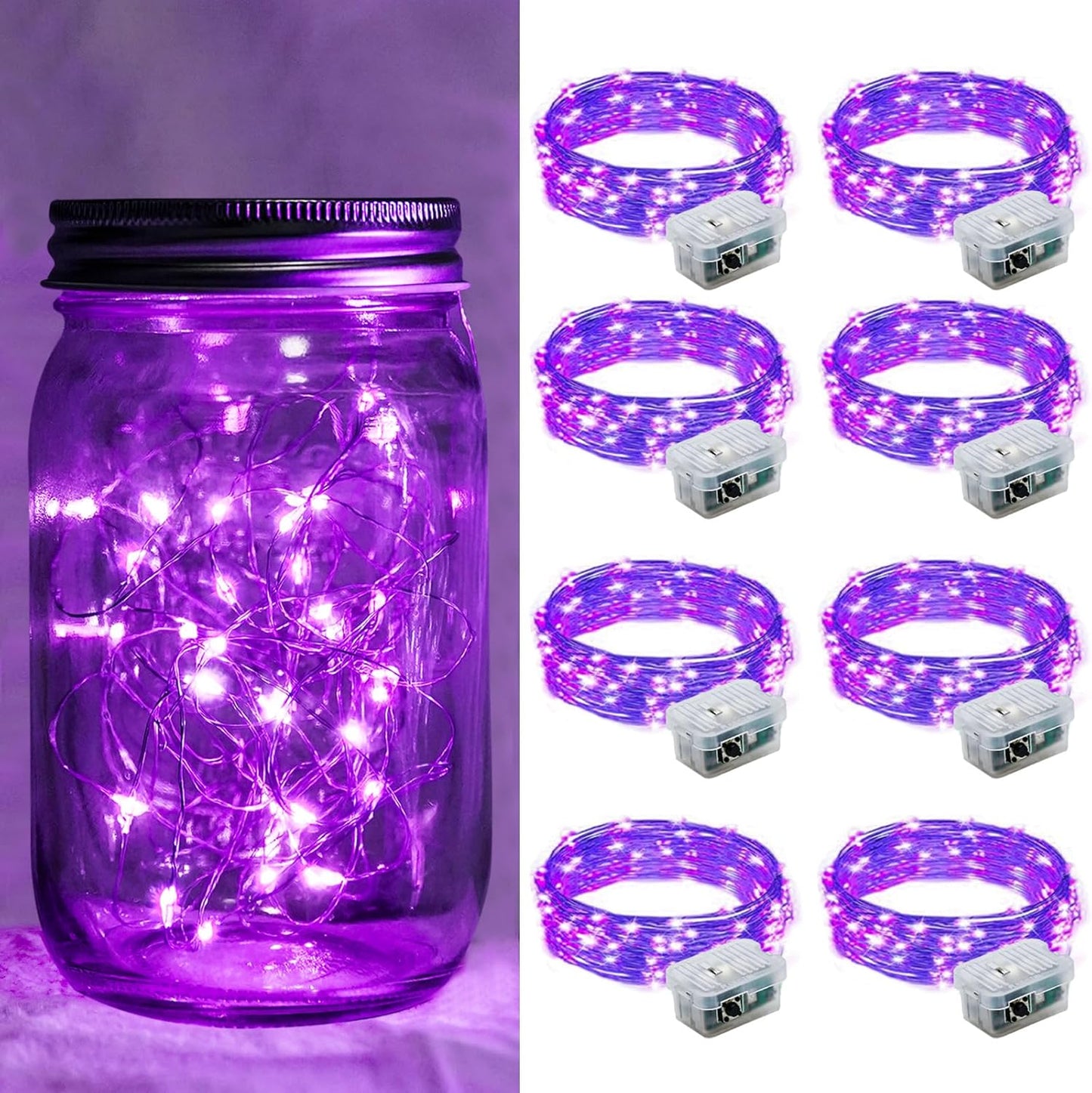 Skiennix 20 LED Purple Fairy Lights - 7Ft Twinkle String Lights | Battery Operated & Waterproof for Weddings, Halloween, Christmas, and Parties