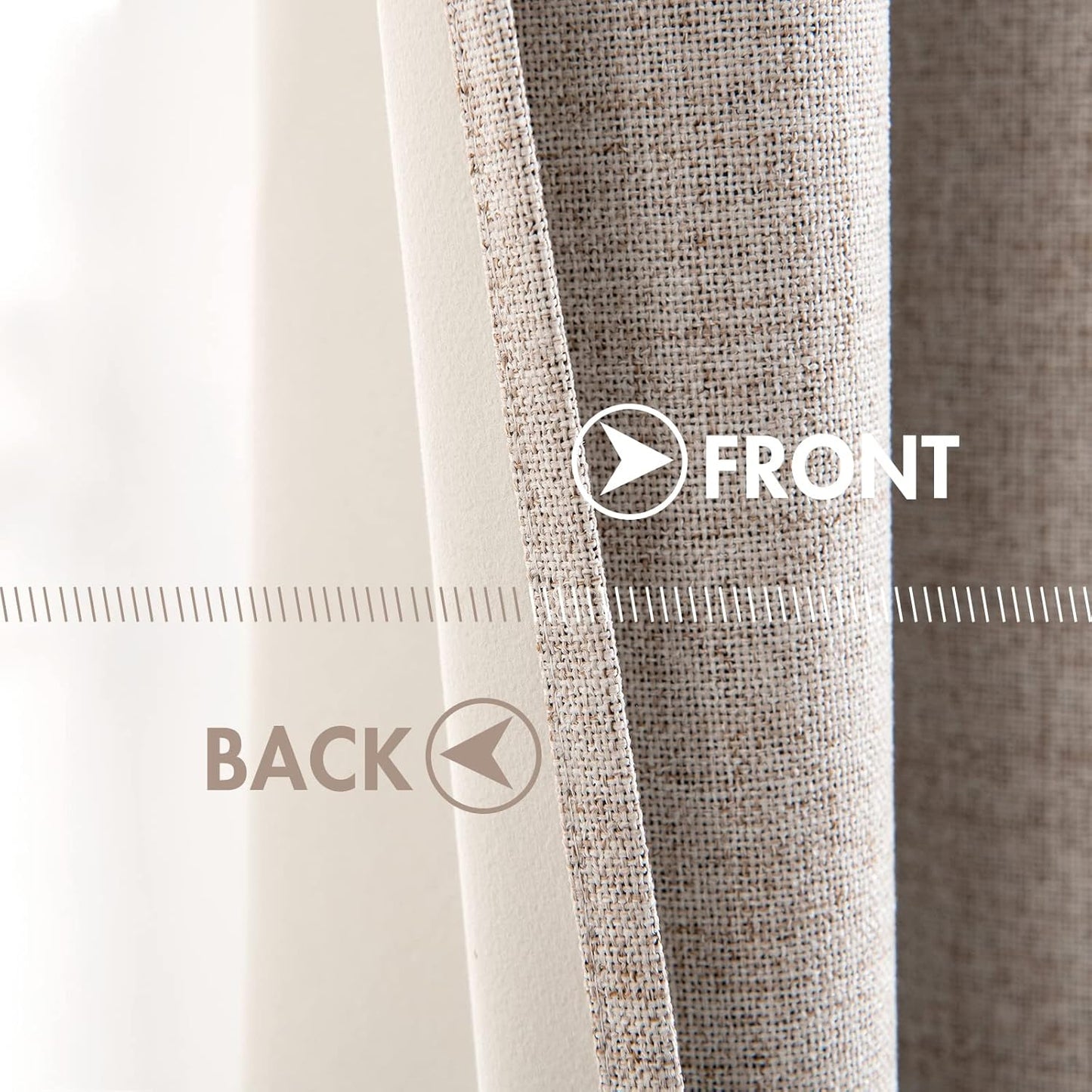 MIULEE Linen Blackout Curtains - 100% Room Darkening Thermal Insulated Grommet Panels | Khaki, 42" x 90" (2 PCs)