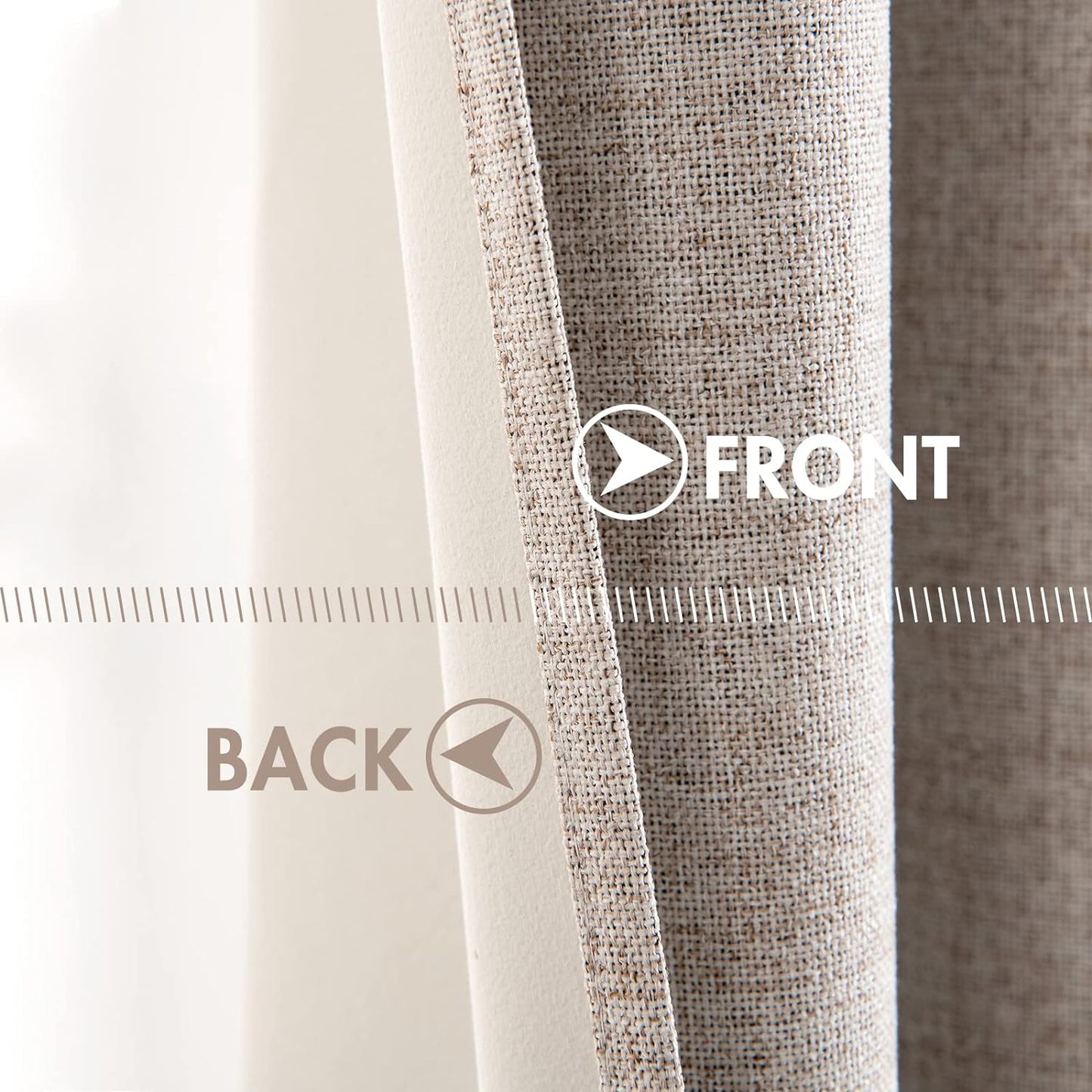 MIULEE Blackout Curtains - Linen Texture Thermal Insulated Room Darkening Drapes | Natural Khaki, 52x45 Inch (2 Panels)