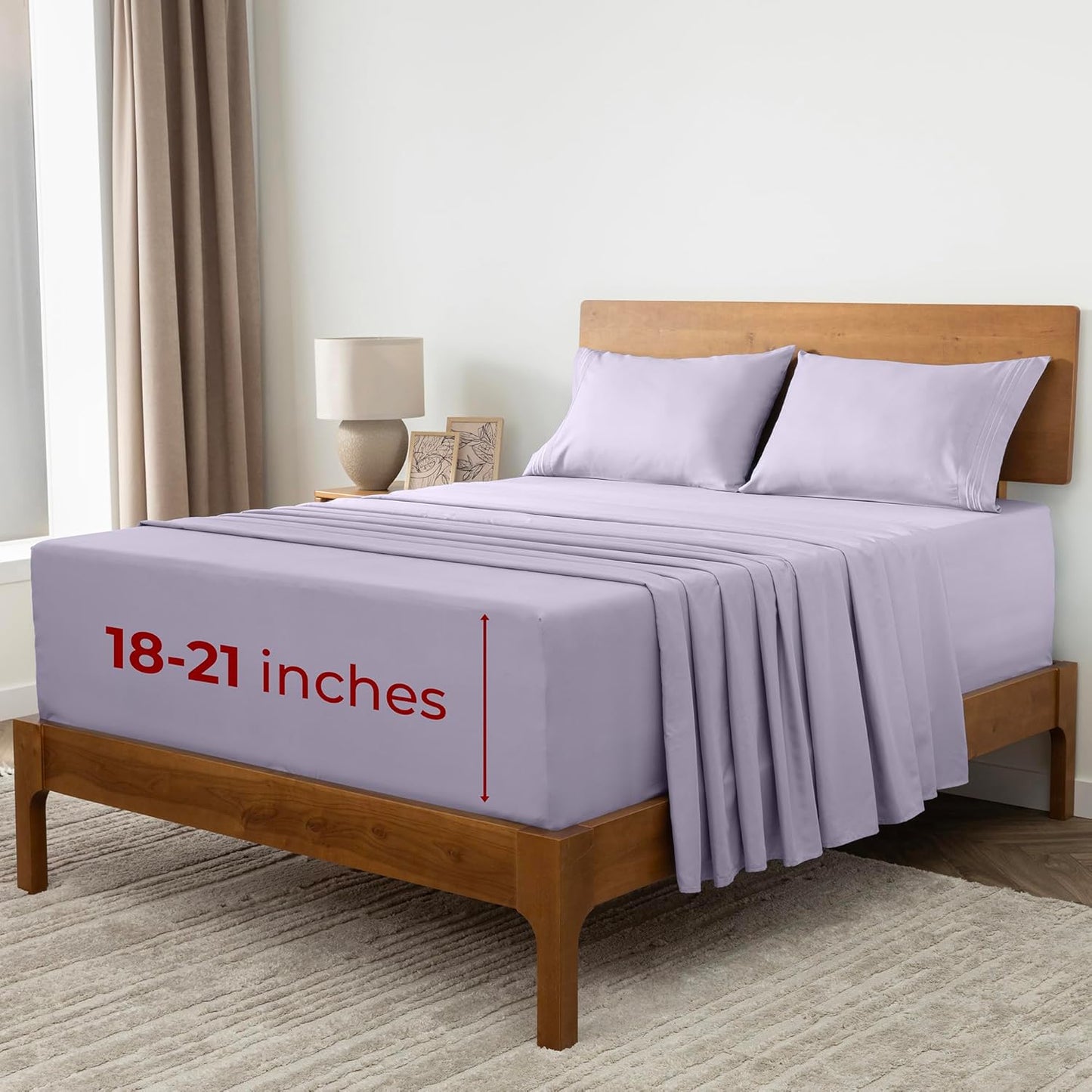 Mellanni Extra Deep King Sheets - 4 PC Hotel Luxury Bedding Set - Ultra Soft, Cooling, Stain Resistant (King, Lavender)
