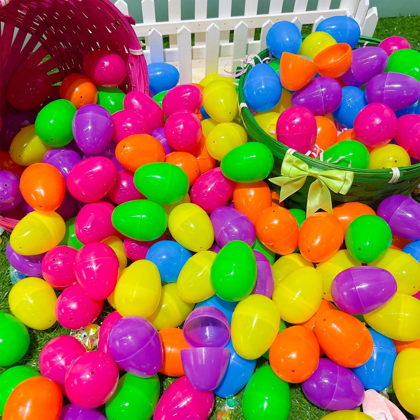 TURNMEON 500 Count 3.1 Inch Large Plastic Easter Eggs Bulk Fillable Empty Eggs for Easter Basket Stuffer Filler Eggs Hunt Filling Treats Theme Party Favors Classroom Prize Supplies Decoration