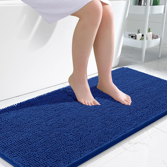 OLANLY Large Bath Rugs - Extra Soft Chenille with Rubber Backing | Quick Dry, Machine Washable, 50x30 Royal Blue