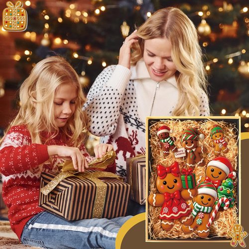 AceOrbit 8-Inch Large Gingerbread Man Table Decoration - 6 Pcs Rustic 3D Xmas Centerpieces