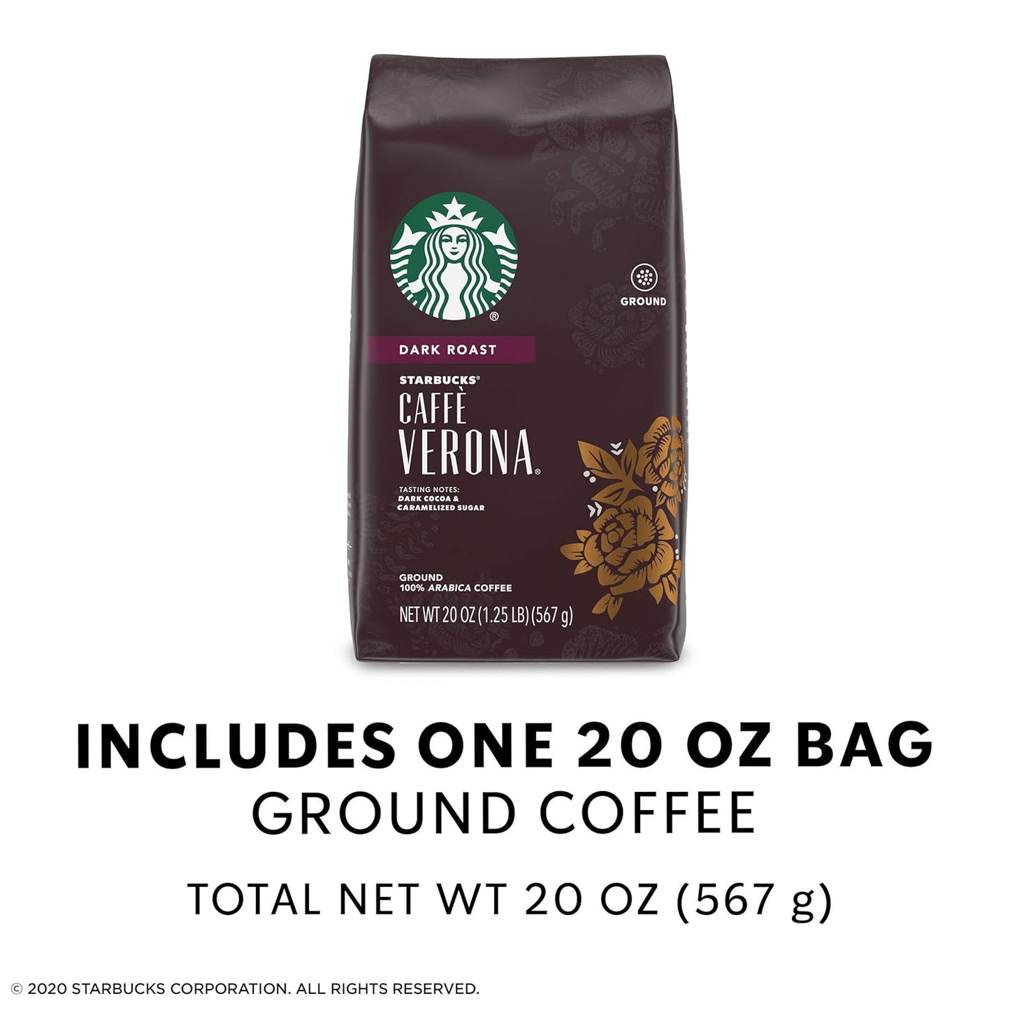 Starbucks Dark Roast Ground Coffee - Caffè Verona - 100% Arabica - 20 oz Bag