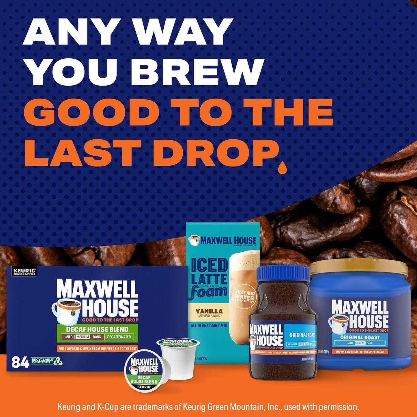 Maxwell House Decaf House Blend K-Cup Coffee Pods - Medium Roast, 84 Count Box