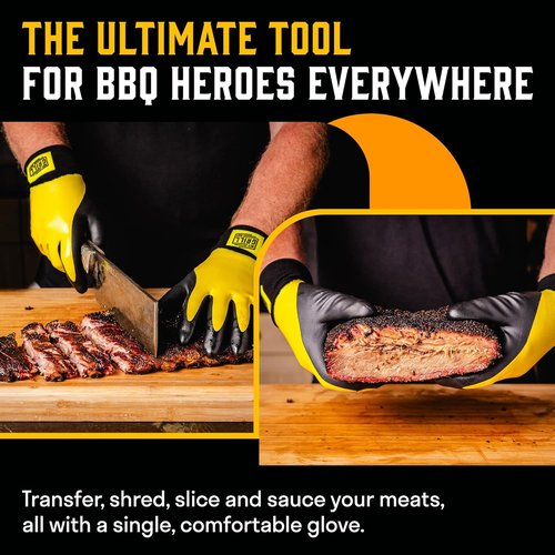 Hey Grill Hey Pitmaster Gloves - BBQ Heat-Resistant Gloves Up to 500°F | Fireproof & Waterproof | Large Size