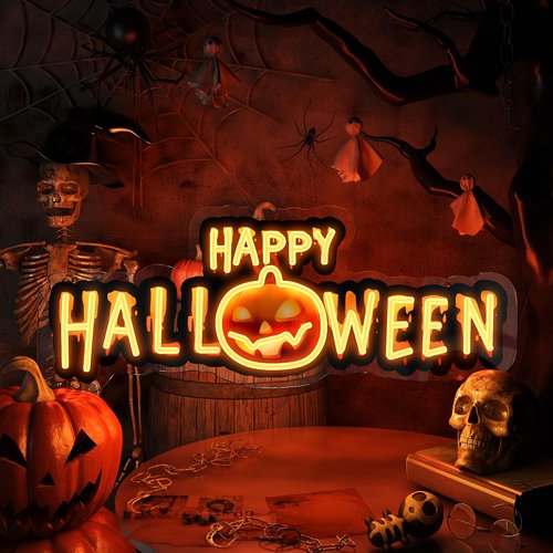 Halloween Bat Neon Sign, Black Orange Bat Neon Light Up Sign with UV Print for Halloween Party Decoration, USB Powered Neon Halloween Bat Led Sign for Wall Decor Trick or Treat Spooky Night Backdrop