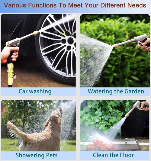 **Skiennix Heavy Duty Metal Garden Hose Nozzle - High Pressure Brass Spray Gun with Quick Connectors**