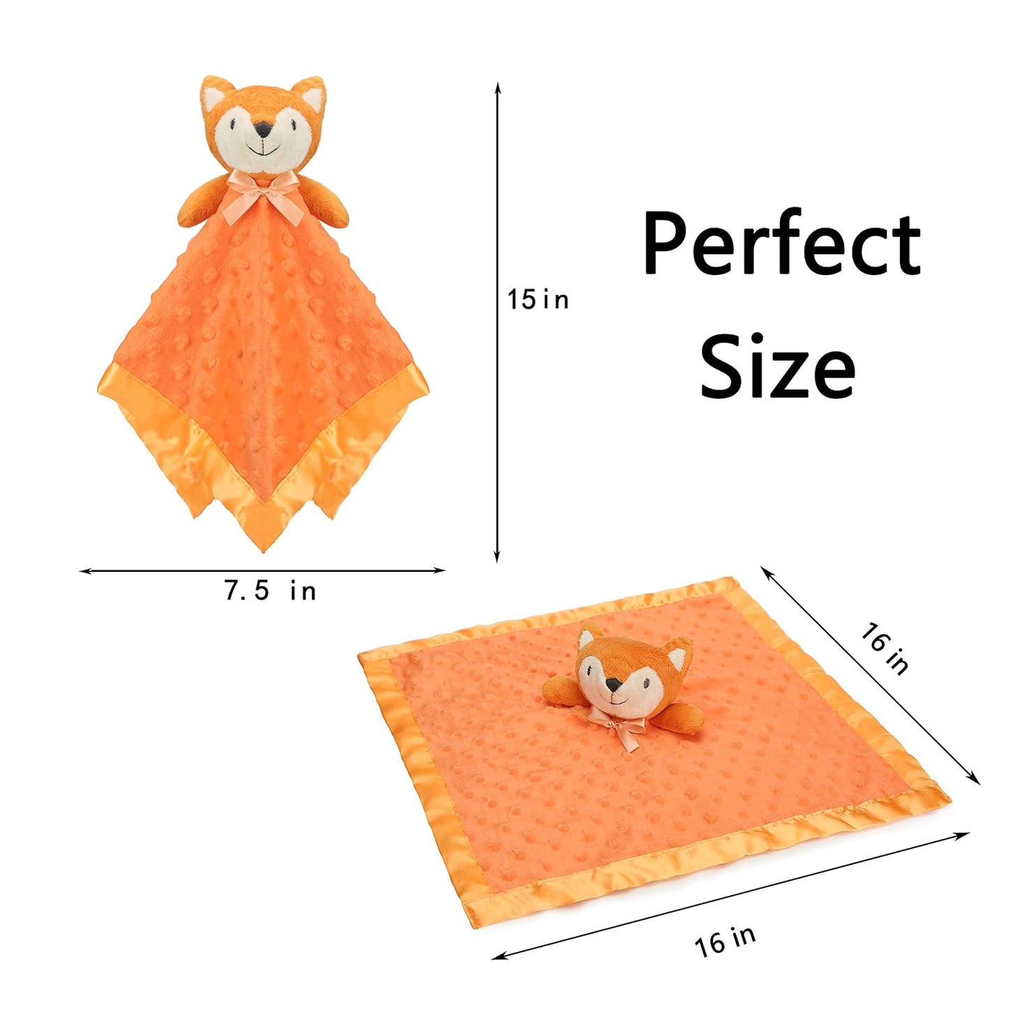 Pro Goleem Fox Security Blanket - Soft Orange Baby Lovey | Unisex Snuggle Toy for Newborns & Toddlers (16 Inch)