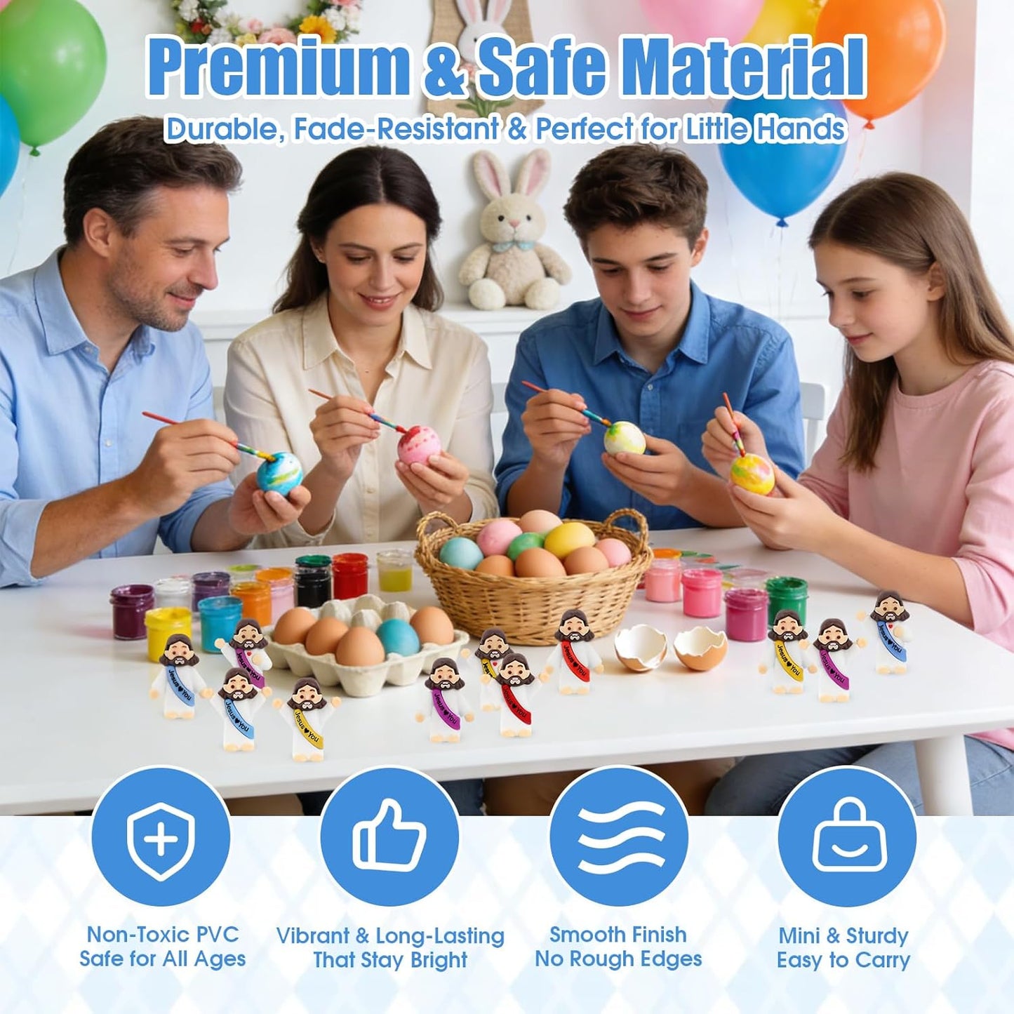 Mini Jesus Figurines by [Brand Name] - 40 Pcs Bulk Set for Easter Egg Stuffers & Religious Gifts - 4 Colors & 3 Poses