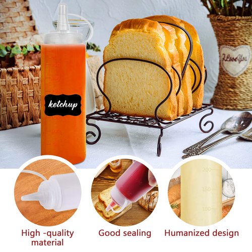 Hajoyful Squeeze Bottle Condiment Squeeze Bottles Plastic ketchup Squeeze Squirt bottle For Sauce, BBQ, Dressing, Paint, Workshop, Pancake Art Dispenser 8 pack 12 OZ