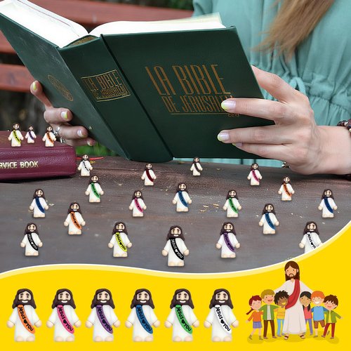 110 PCS Little Jesus Figures Bulk - Mini Jesus Loves You Figurines, Pocket Rubber Jesus Toys for Hide & Seek, Easter Egg Fillers, Sunday School Baptism Gifts & Religious Party Favors (11 Colors)
