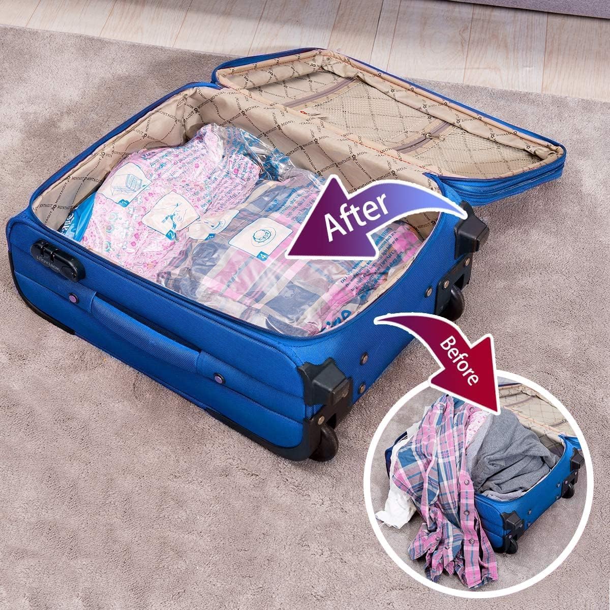MEIQIHOME Vacuum Storage Bags - Space Saver Sealer for Clothing, Pillows & Bedding | 6 Large Bags