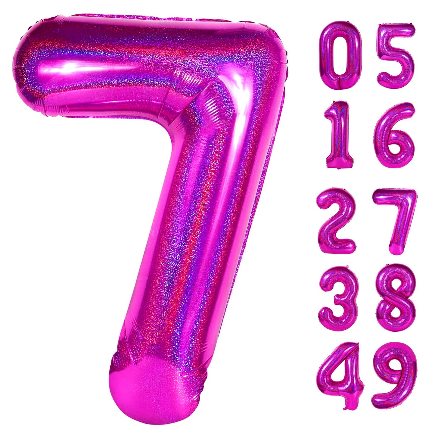 Laser Hot Pink 7 Balloon, Number Balloons 40 Inch, 7th Birthday Decorations for Girls Kids, Party Decoration for Women, Number 7 Balloon