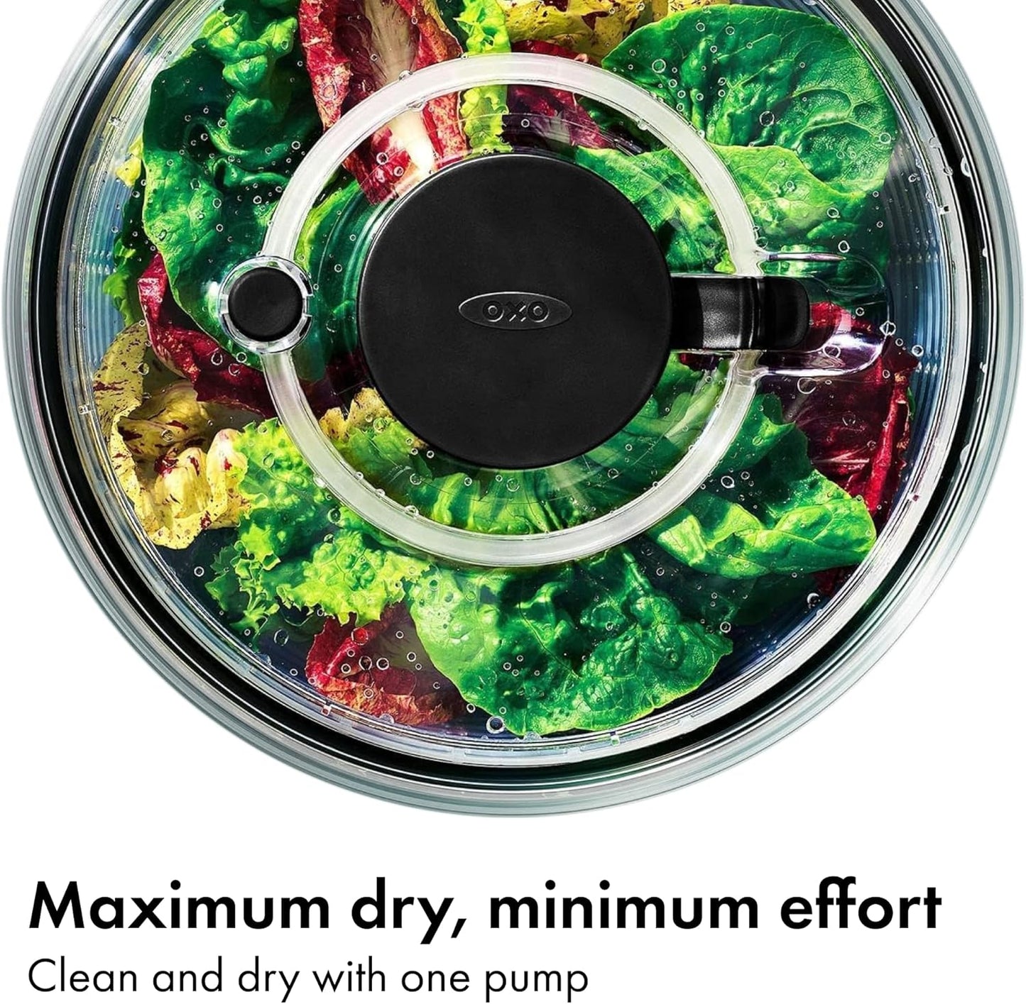 OXO Good Grips Glass Salad Spinner - Large 6.22-Qt Lettuce & Fruit Washer | BPA-Free Borosilicate Bowl