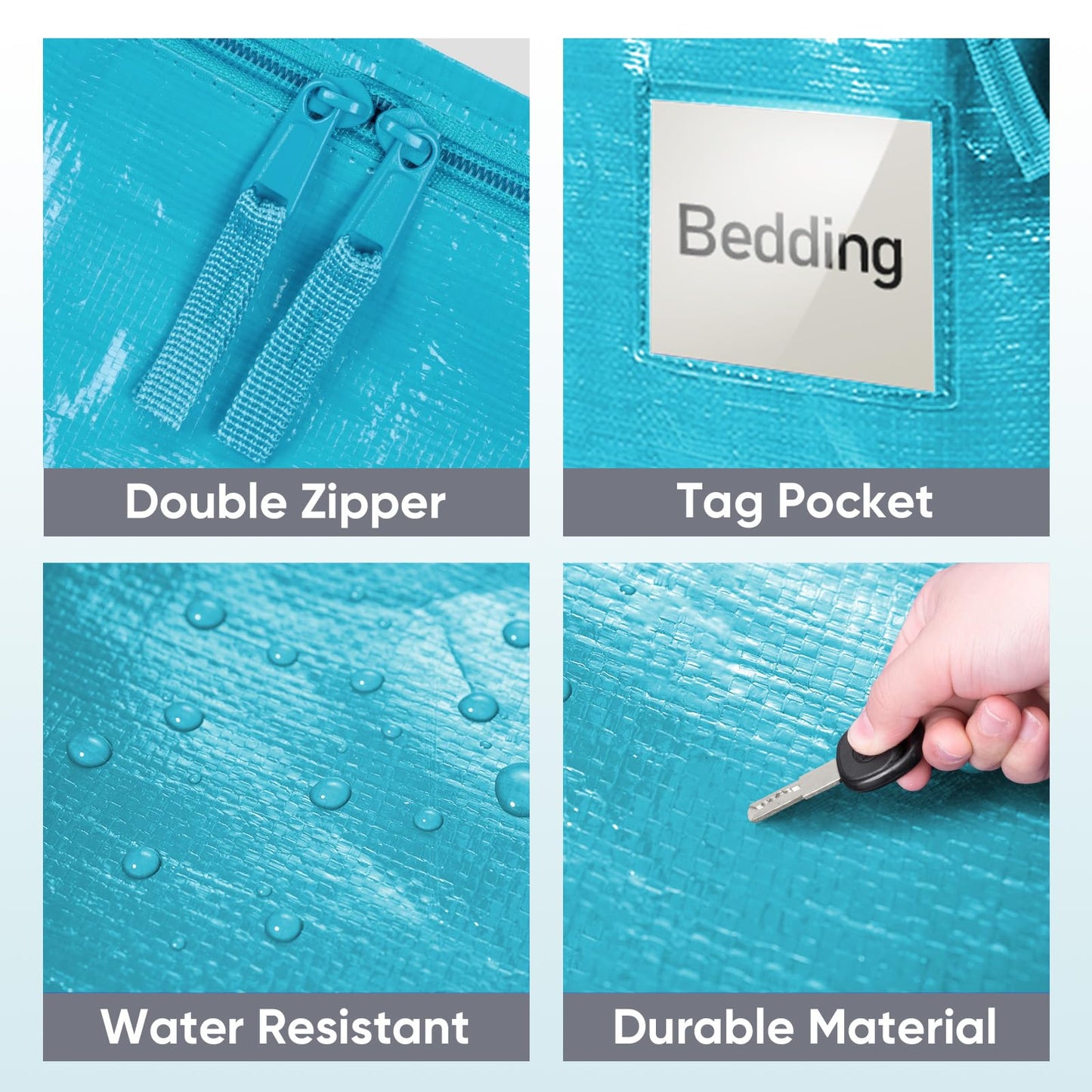 TICONN 8 Pack Extra Large Moving Bags Heavy Duty with Zippers & Carrying Handles, Durable Storage Bags Moving Boxes for Closet Organizers and Storage (8 Pack, Cream)