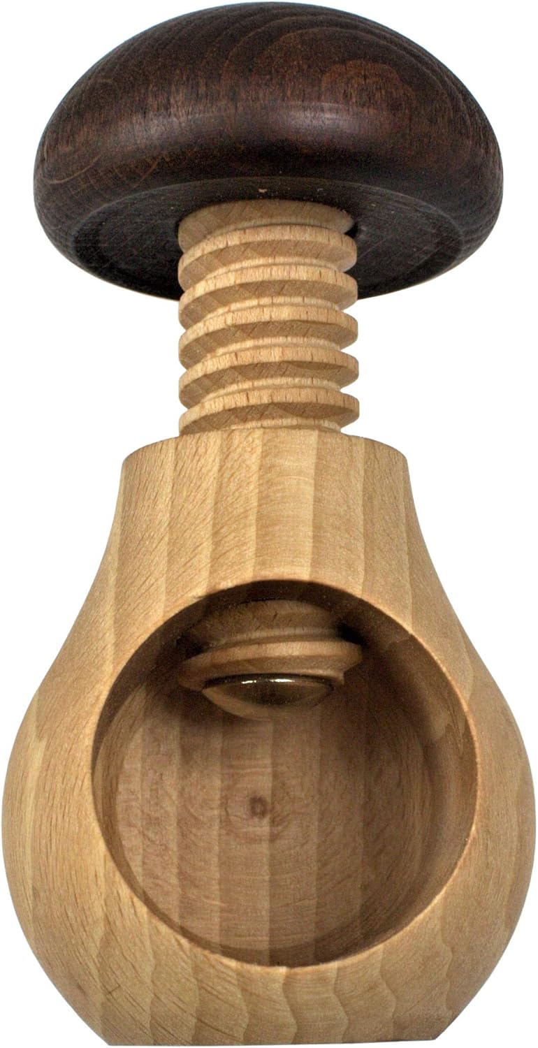 Wooden Nutcracker Tool with Easy Screw Mechanism - EFO Mushroom Design for Kitchen & Holiday Gifts