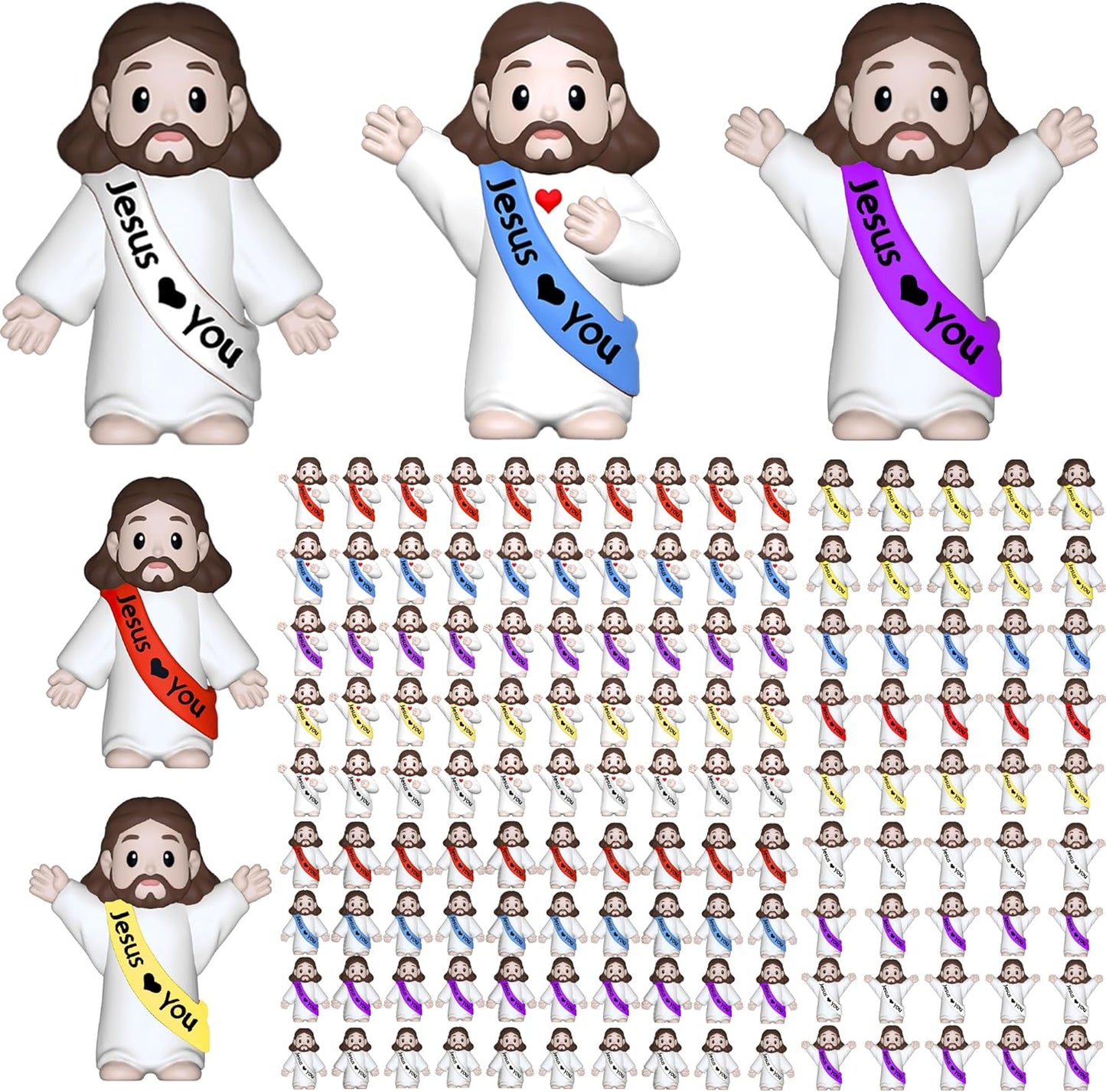 Little Jesus Figures | 300 Mini Jesus Figurines for Easter Egg Stuffers & Religious Gifts - Multicolor