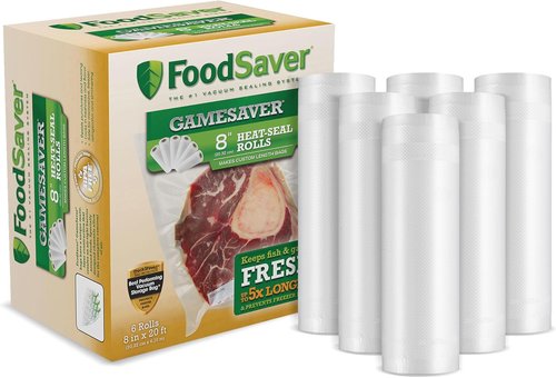 GameSaver Vacuum Sealer Bag Rolls - 8 In. x 20 Ft. | 6-Pack for Fresh Food Storage