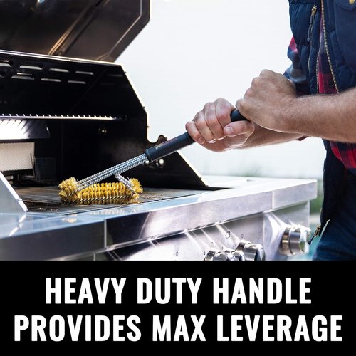 Grillaholics Brass Grill Brush - Heavy-Duty BBQ Cleaning Tool for Porcelain & Ceramic Grates