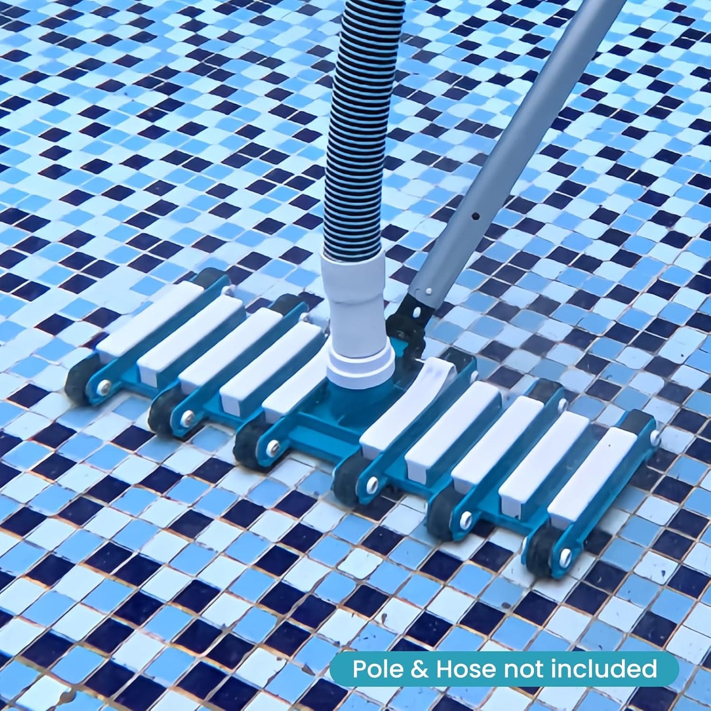 POOLWHALE 19" Professional Weighted Pool Vacuum Head - Extra-Wide with Wheels & Flexible Swivel Handle for Deep Cleaning