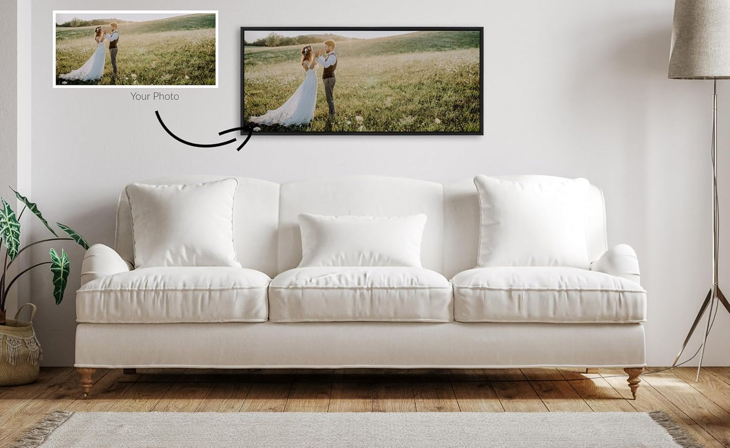 Kate and Laurel Custom Printed Canvas Wall Art - Personalized 40x18 Black Sylvie Print for Bedroom or Living Room Decor | Hand Framed in the USA