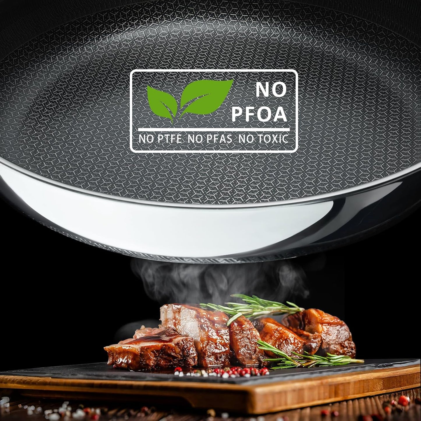 SAKAMOSH 8" Non-Stick Frying Pan - Hybrid Ceramic Stainless Steel Skillet with Stay-Cool Handle | Dishwasher & Oven Safe