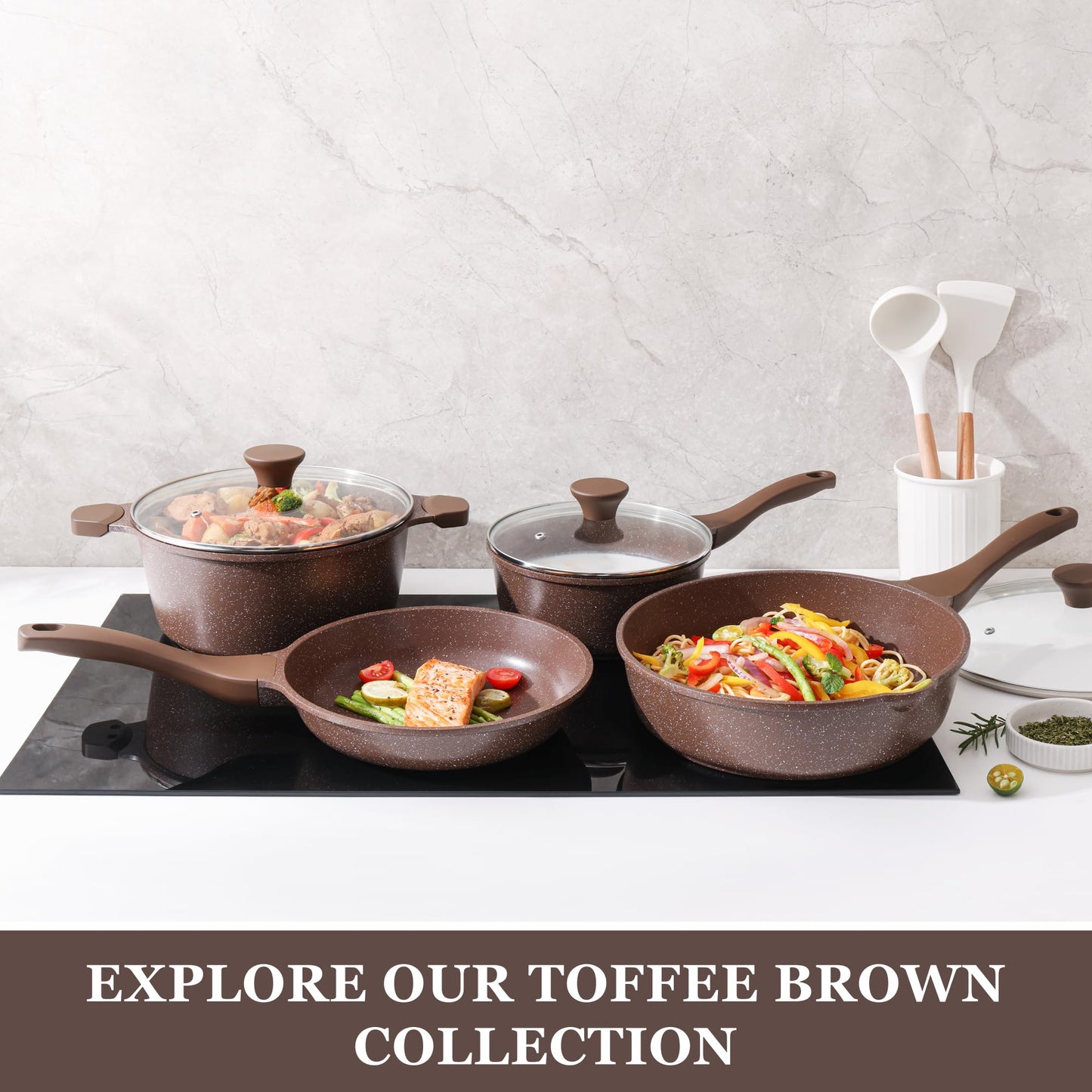 SENSARTE Nonstick Frying Pan Skillet, Non Stick Omelette Pan, Healthy Stone Cookware Chef's Pan PFOA Free, Toffee Brown (9.5 Inch)