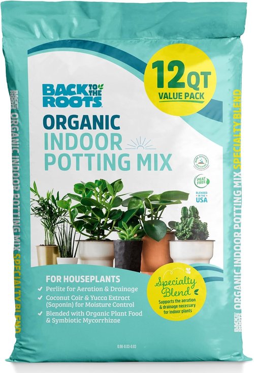 Back to the Roots 100% Organic Potting Mix - 12 Quart Value Bag | Promotes Healthy Houseplant Growth
