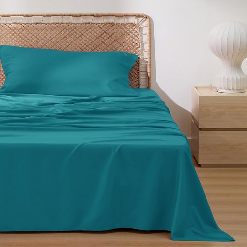 Bedsure Cooling Twin XL Sheets - Breathable Rayon from Bamboo, Soft & Luxurious, Deep Pocket Up to 16 Inches, Turquoise